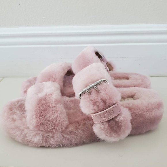 UGG Shoes - UGG PINK CRYSTAL FUZZ YEAH SLIDE SHEEPSKIN SLIPPER